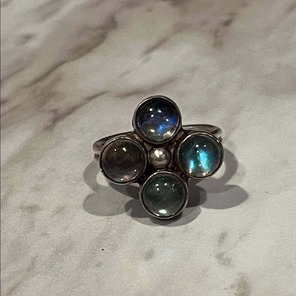 Artisan Labradorite Clover Ring, Solid Sterling S… - image 7